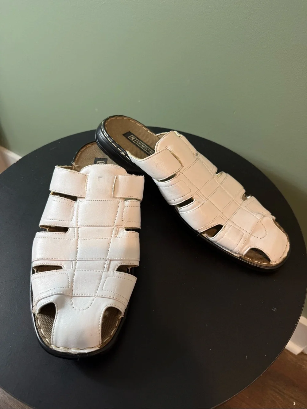 Men's White Leather Fisherman Sandals